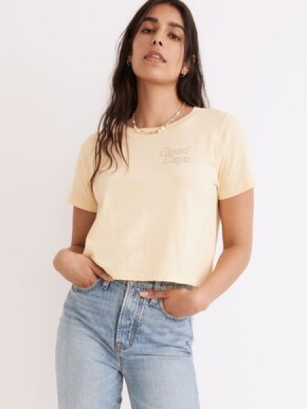 Madewell Good Days Softfade Cotton Lakeshore Crop Tee